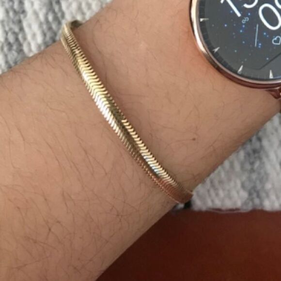 Gold over Sterling Herringbone chain Bracelet - Picture 6 of 10